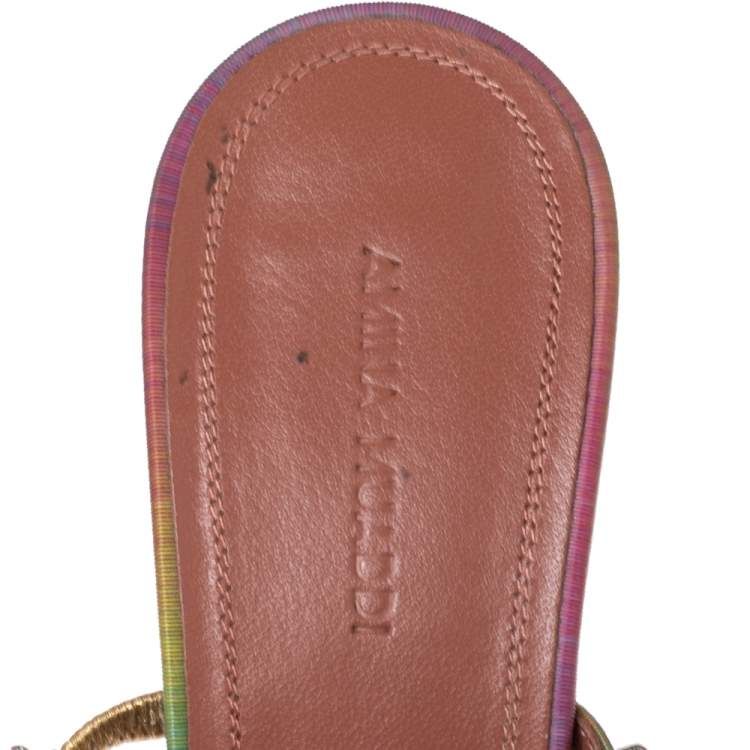 Pre Owned Amina Muaddi Iridescent PVC Crystal Embellished Gilda Mules Sandals Size 40