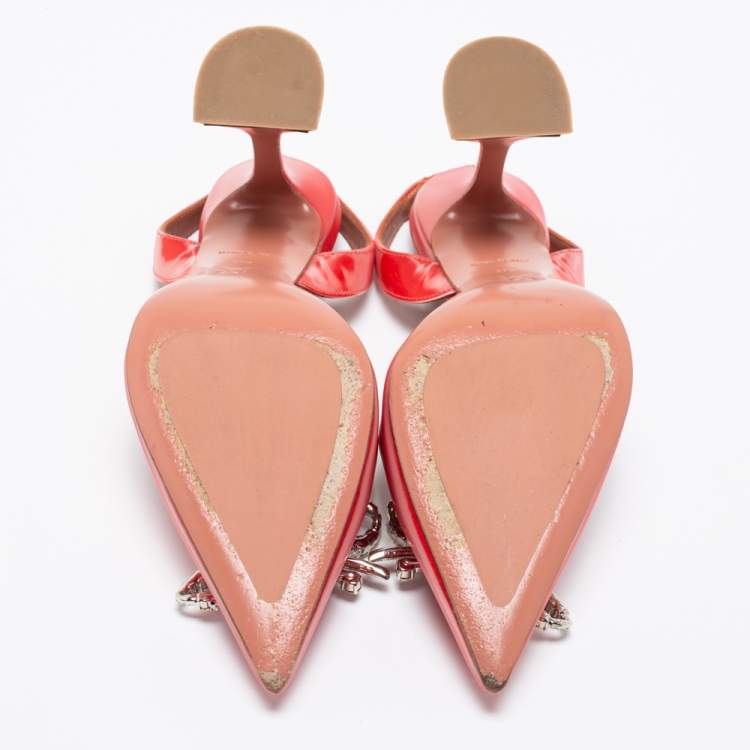 مملوكة مسبقًا Amina Muaddi Two-Tone Iridescent Fabric Rosie Slingback Pumps Size 37.5