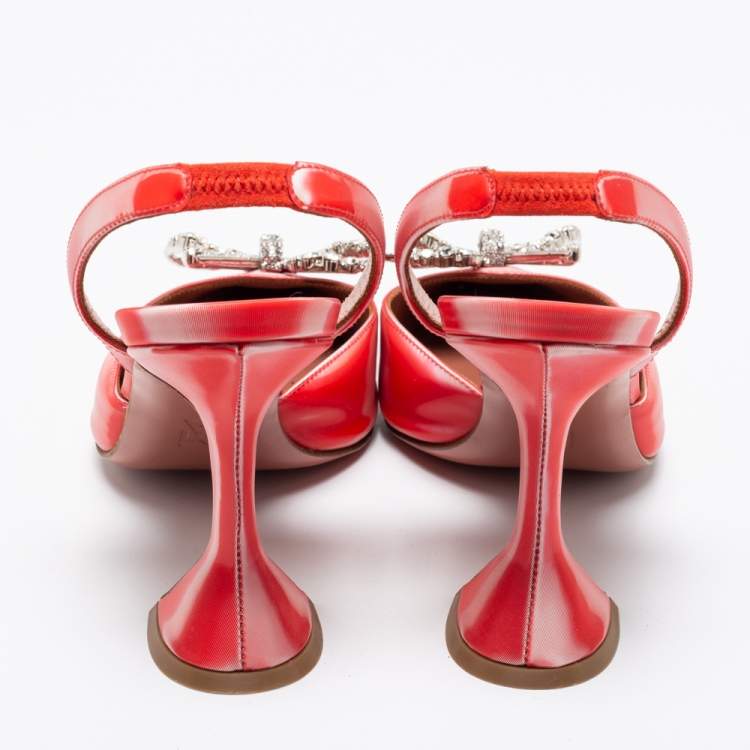 مملوكة مسبقًا Amina Muaddi Two-Tone Iridescent Fabric Rosie Slingback Pumps Size 37.5
