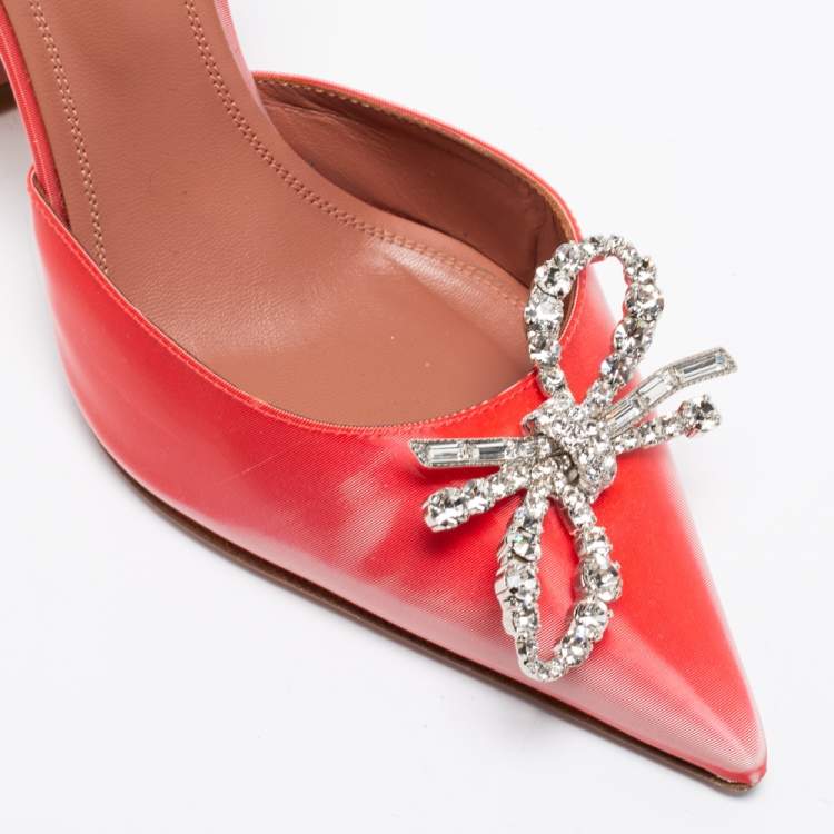 مملوكة مسبقًا Amina Muaddi Two-Tone Iridescent Fabric Rosie Slingback Pumps Size 37.5