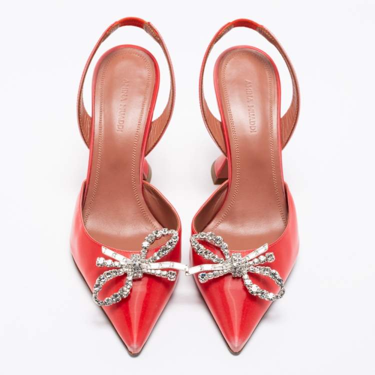 مملوكة مسبقًا Amina Muaddi Two-Tone Iridescent Fabric Rosie Slingback Pumps Size 37.5