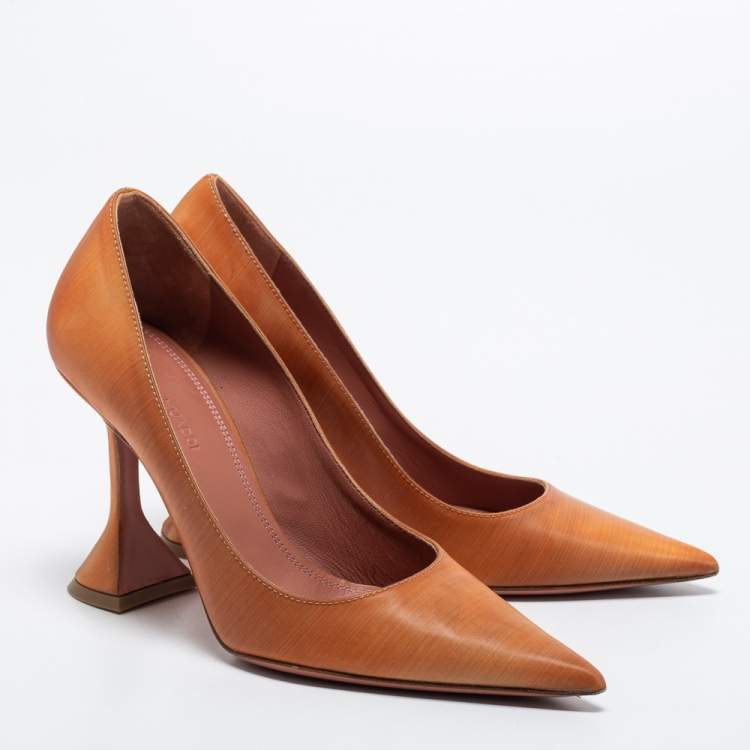Pre Owned Amina Muaddi Orange PVC Ami Pumps Size 35.5