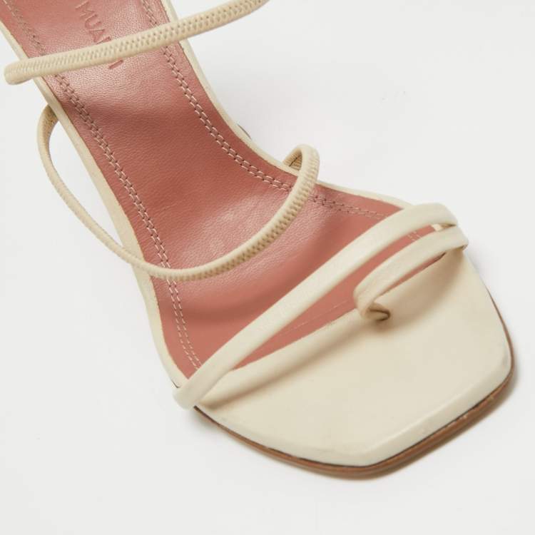 Pre Owned Amina Muaddi Cream Leather Naima Sandals Size 36