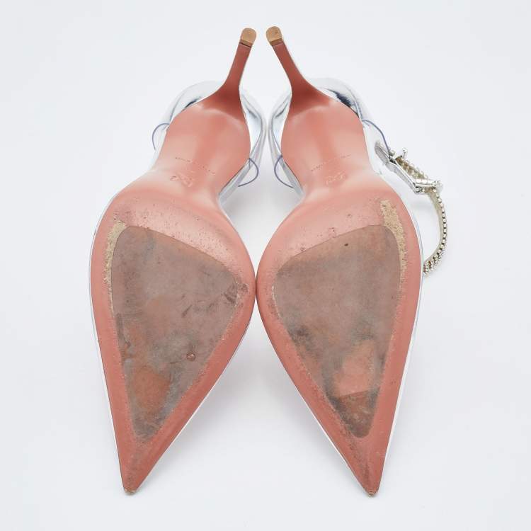 Pre Owned Amina Muaddi Clear Pvc Ursina Pumps Size 38