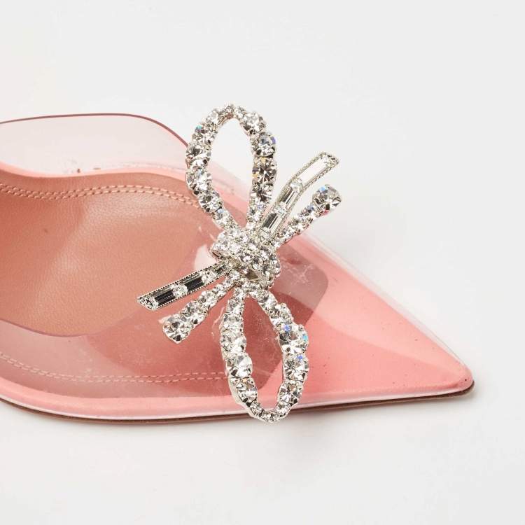 Pre Owned Amina Muaddi Pink PVC Rosie Slingback Pumps Size 36