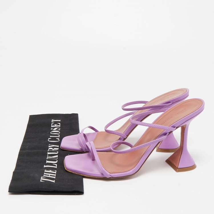 Pre Owned Amina Muaddi Purple Leather Naima Sandals Size 37