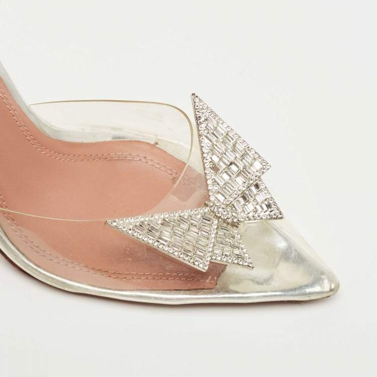 Pre Owned Amina Muaddi x AWGE Transparent PVC Phoenix Slingback Pumps Size 39
