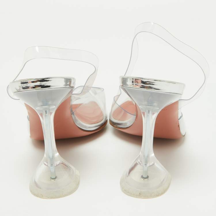 Pre Owned Amina Muaddi Transparent PVC Holli Glass Transparent Pumps Size 38