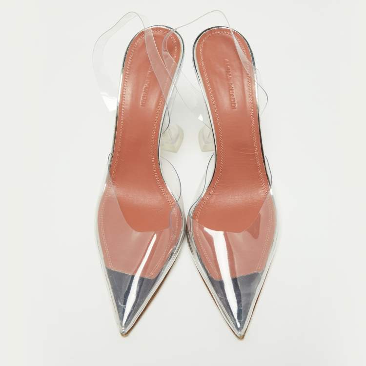 Pre Owned Amina Muaddi Transparent PVC Holli Glass Transparent Pumps Size 38
