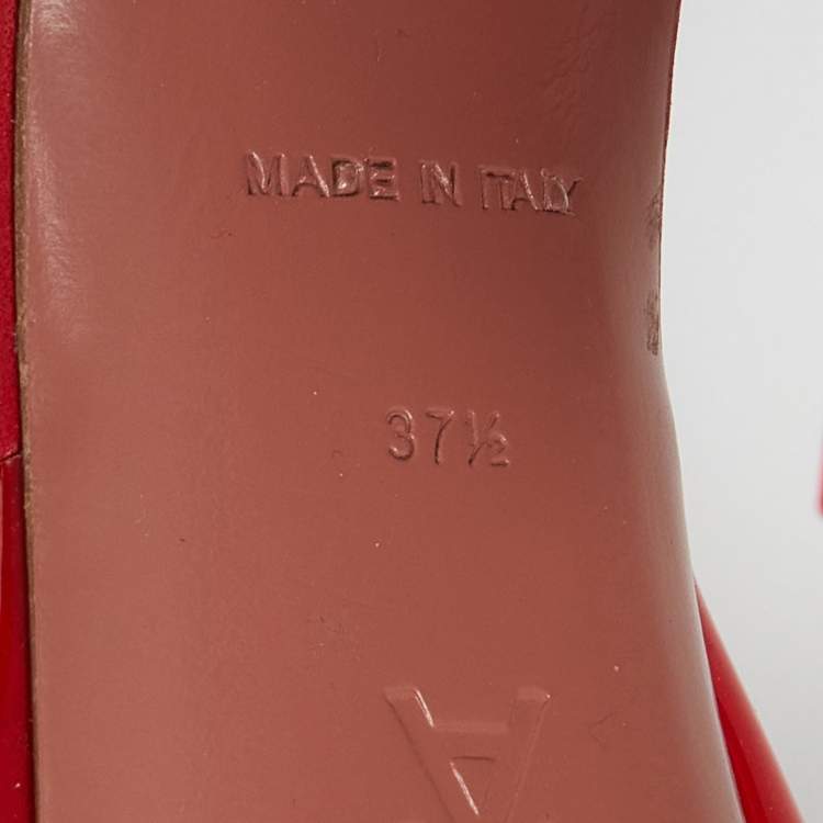 Pre Owned Amina Muaddi Red PVC Lupita Slide Sandals Size 37.5