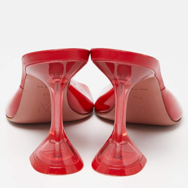 Pre Owned Amina Muaddi Red PVC Lupita Slide Sandals Size 37.5