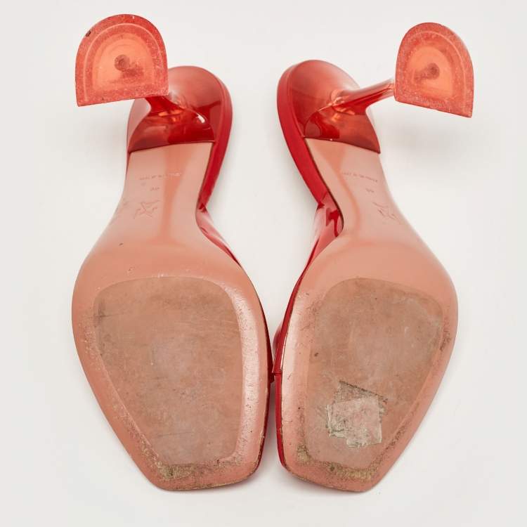 مم�لوكة مسبقًا Amina Muaddi Red PVC Lupita Slide Sandals Size 39