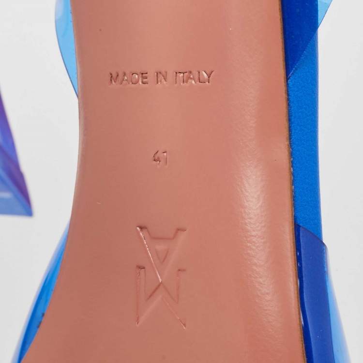 Pre Owned Amina Muaddi Blue PVC Begum Slingback Sandals Size 41
