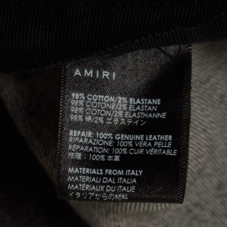 Pre Owned Amiri Grey Washed & Distressed Denim Zipped Jeans L Waist 33"