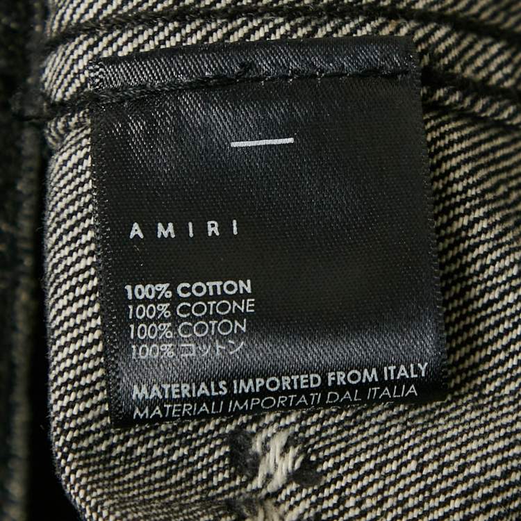 Pre Owned Amiri Black Distressed Denim Applique Detail Jacket XL