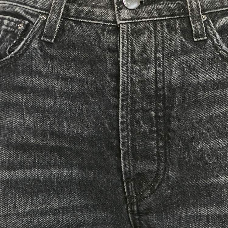 Pre Owned Amiri Grey Ripped Denim Wide-Leg  Jeans S Waist 26"