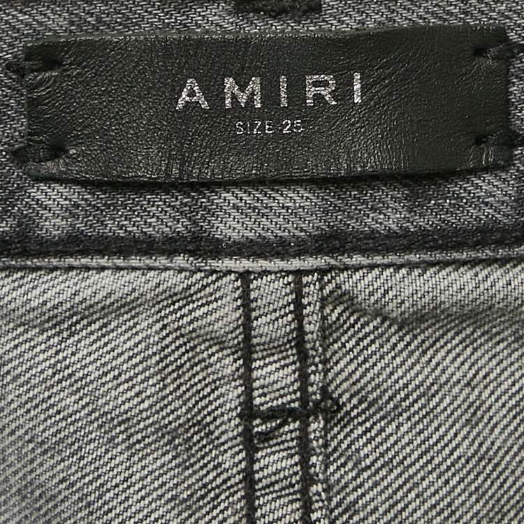 Pre Owned Amiri Grey Denim Ripped Jeans M Waist 26"