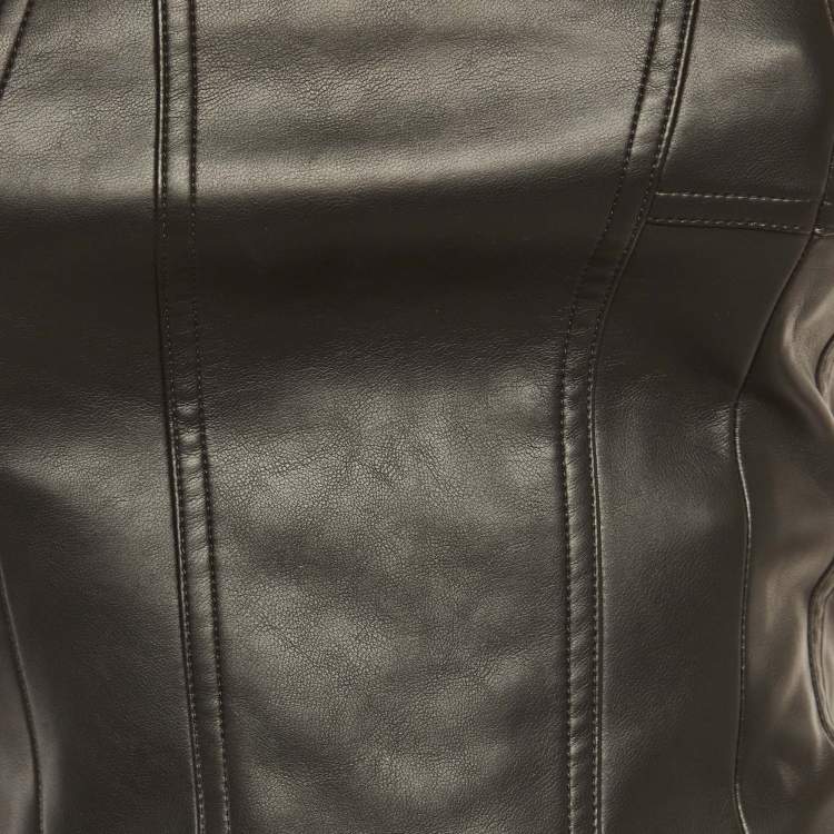 Pre Owned Amiri Black Leather Zip-Up Corset S