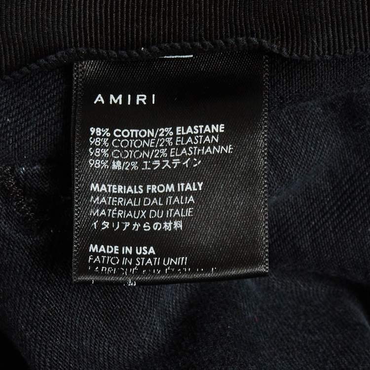 Pre Owned Amiri Black Paint Denim Distressed Jeans L/Waist 32"