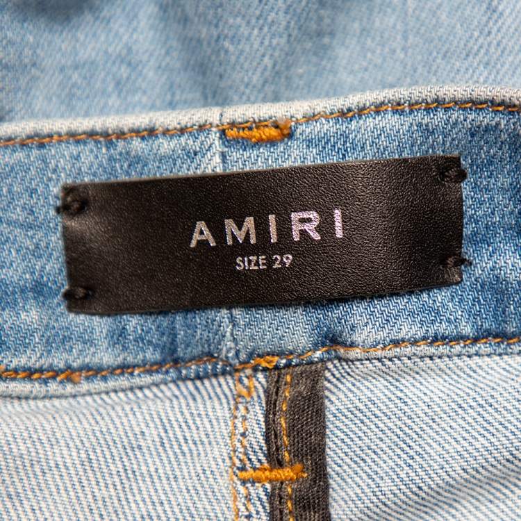 Pre Owned Amiri Blue Denim Side Chain Detail Skinny Jeans M
