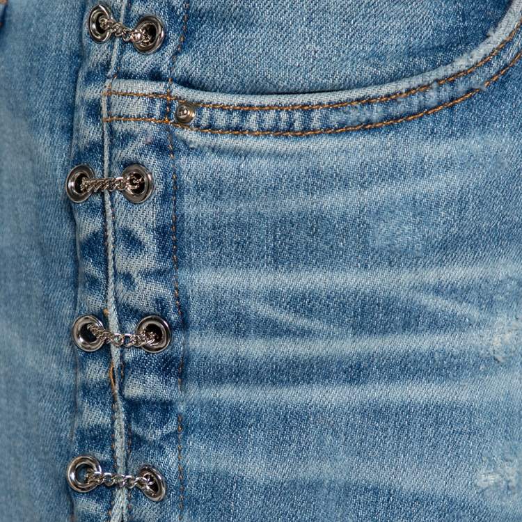 Pre Owned Amiri Blue Denim Side Chain Detail Skinny Jeans M