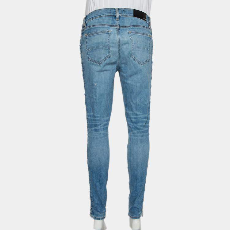Pre Owned Amiri Blue Denim Side Chain Detail Skinny Jeans M