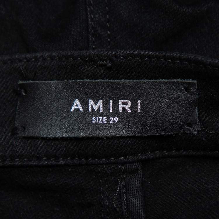 Pre Owned Amiri Black Denim Side Chain Detail Distressed Skinny Jeans M