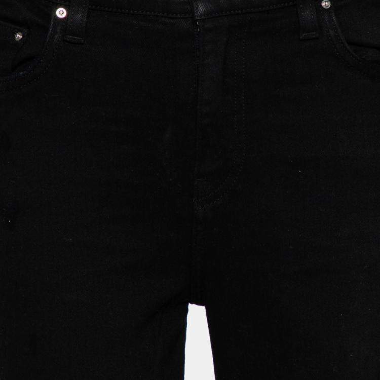 مملوكة مسبقًا Amiri Black Denim Zipper Detail Distressed Jeans M