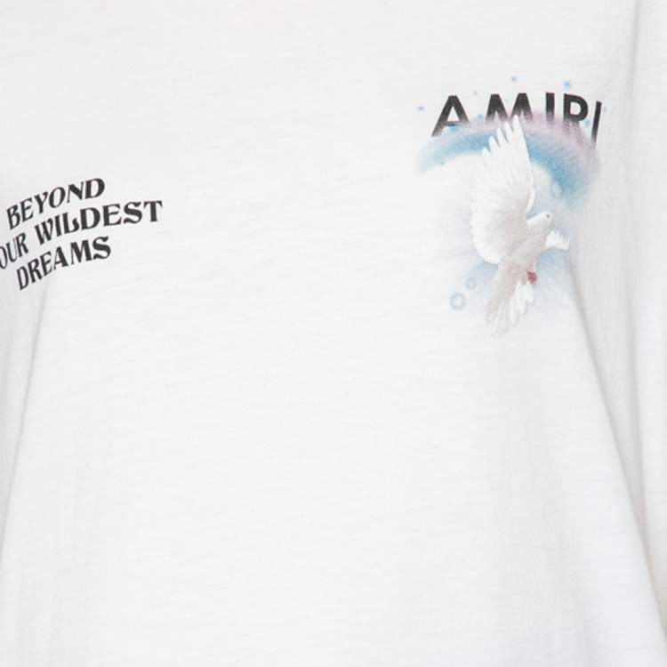 Pre Owned Amiri White Rainbow Dove Printed Cotton Oversized Crewneck T-Shirt XS