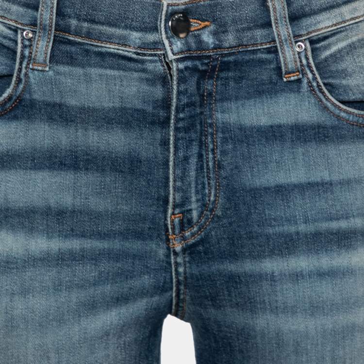 Pre Owned Amiri Blue Denim Distressed Ankle Zip Detailed Jeans M