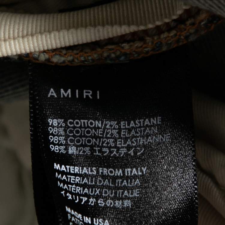 Pre Owned Amiri Blue Distressed Denim Crystal Embellished Inset Detail Skinny Jeans M