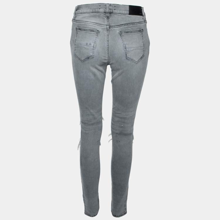 【関税・送料込み】AMIRI JEANS GREY COTTON DENIM JEANS AMIRI Gray Staggered Jeans Amiri