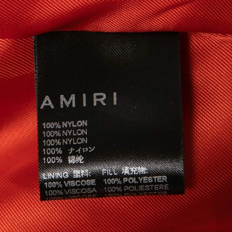 Pre Owned Amiri Military Green Nylon Skull Patch Detail Zip Front Bomber Jacket M