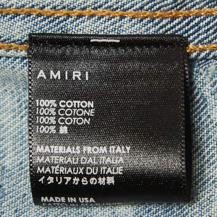 Pre Owned Amiri Blue Washed Distressed Patch Detail Buttoned Jacket XS