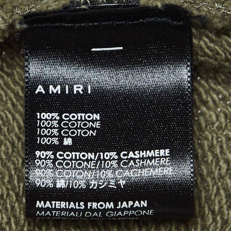 Pre Owned Amiri Military Green Logo Print Distressed Cotton Sweatshirt S