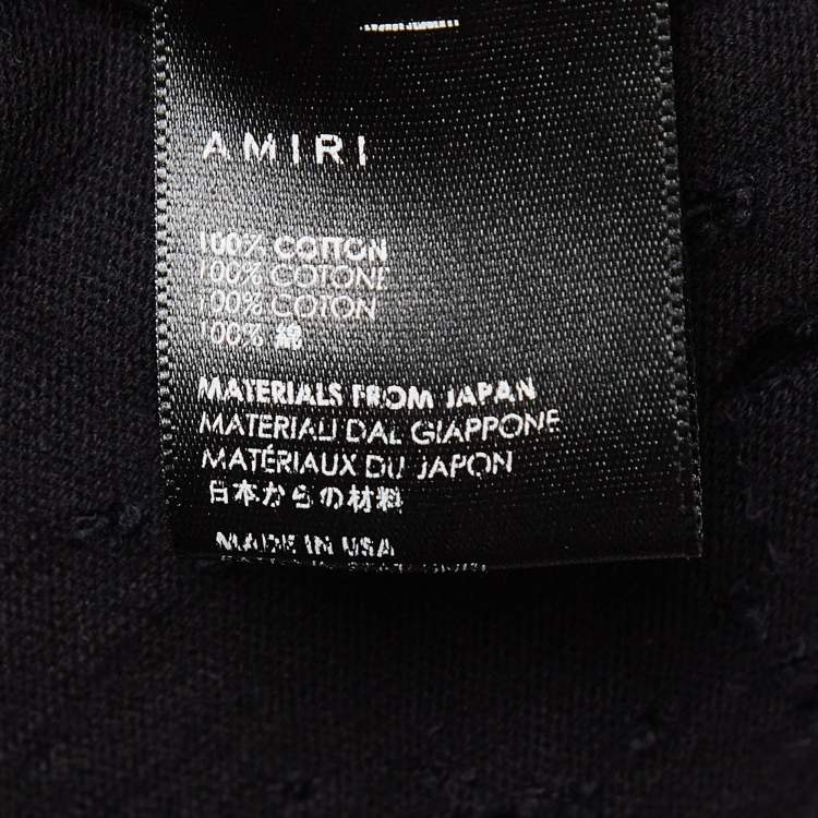 Pre Owned Amiri Black Distressed Ripped Cotton Short Sleeve T-Shirt M