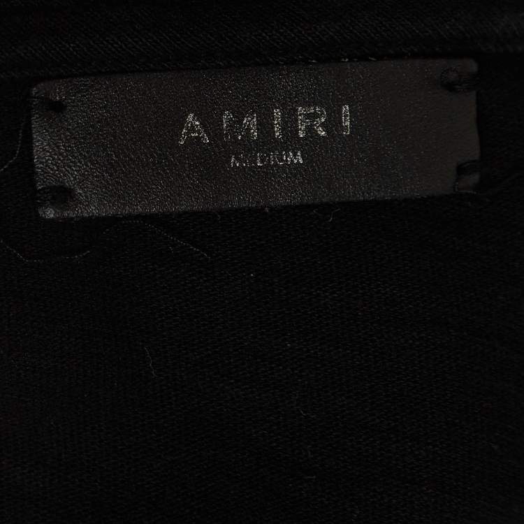 Pre Owned Amiri Black Distressed Ripped Cotton Short Sleeve T-Shirt M