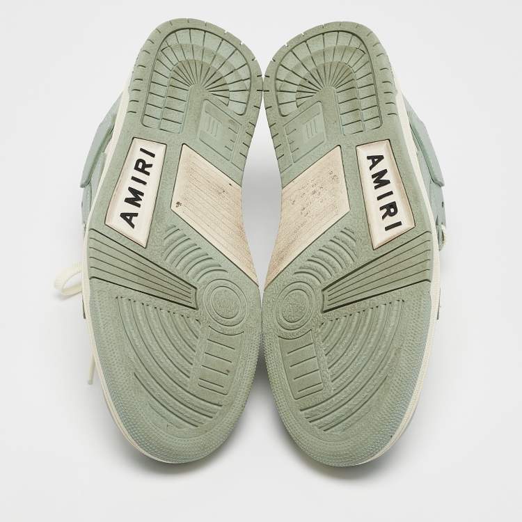 Pre Owned Amiri White/Mint Green Leather Skel Low Top Sneakers Size 39