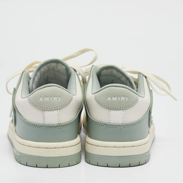 Pre Owned Amiri White/Mint Green Leather Skel Low Top Sneakers Size 39