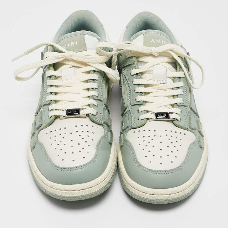 Pre Owned Amiri White/Mint Green Leather Skel Low Top Sneakers Size 39