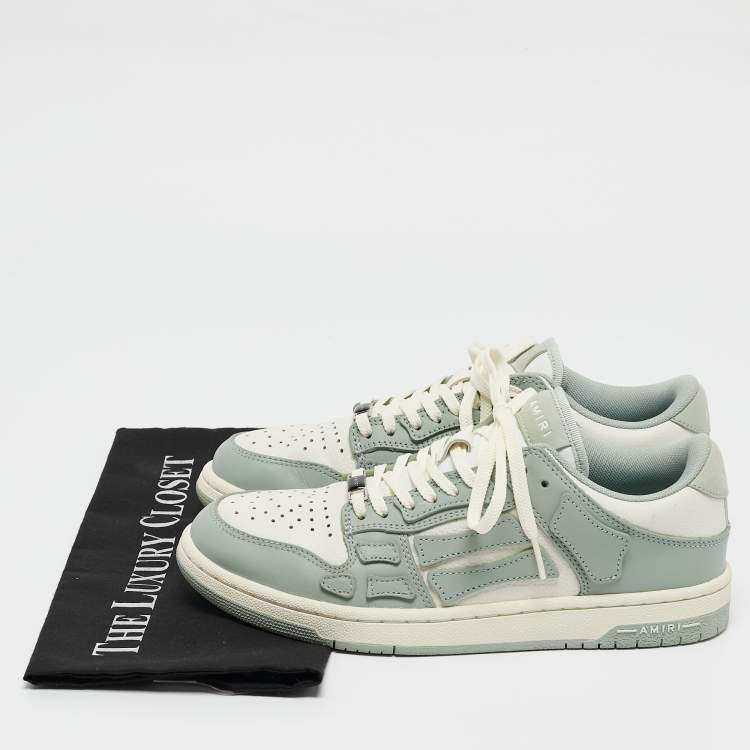 Pre Owned Amiri White/Mint Green Leather Skel Low Top Sneakers Size 39