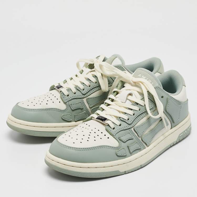 Pre Owned Amiri White/Mint Green Leather Skel Low Top Sneakers Size 39