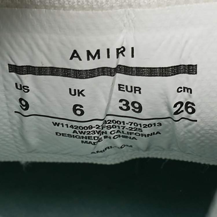 Pre Owned Amiri White/Mint Green Leather Skel Low Top Sneakers Size 39