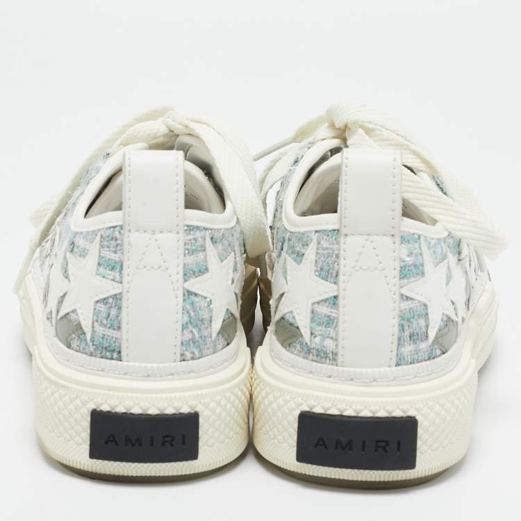 Pre Owned Amiri Multicolor Leather and Tweed Stars Court Low Top Sneakers Size 39