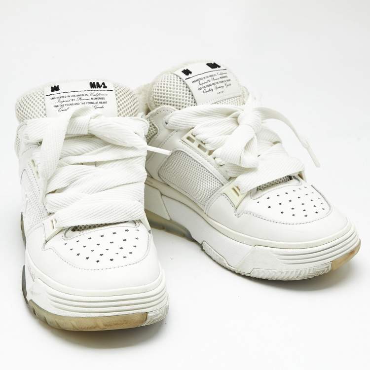 Pre Owned Amiri White Mesh and Leather MA-1 Sneakers Size 40