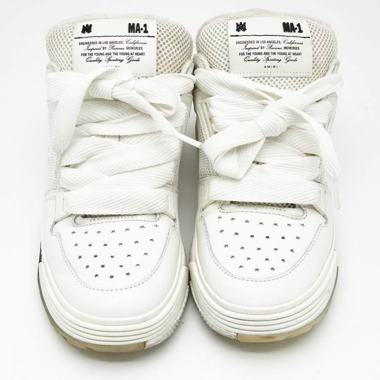 Pre Owned Amiri White Mesh and Leather MA-1 Sneakers Size 40