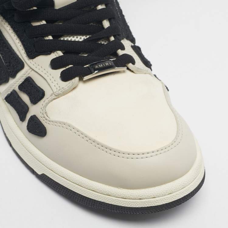 Pre Owned Amiri Beige/Black Leather and Suede Skel Low Top Sneakers Size 39