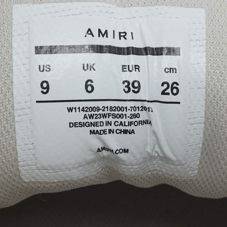 Pre Owned Amiri Beige/Black Leather and Suede Skel Low Top Sneakers Size 39