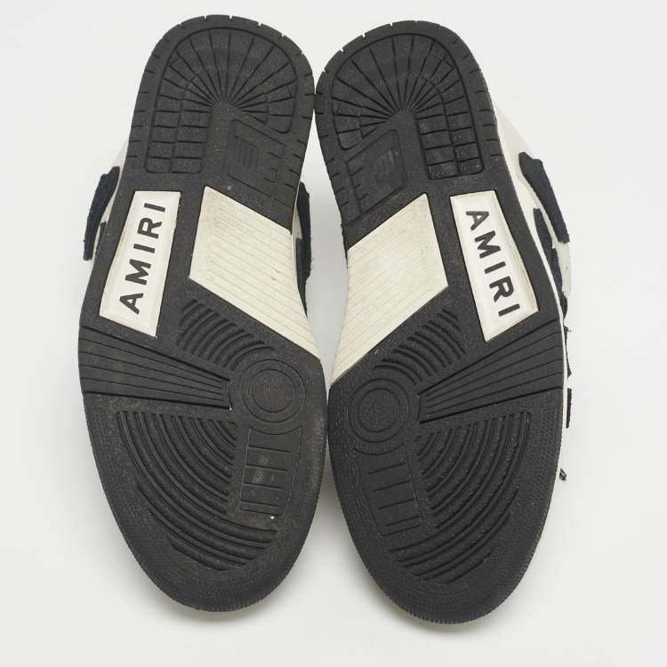 Pre Owned Amiri Beige/Black Leather and Suede Skel Low Top Sneakers Size 39