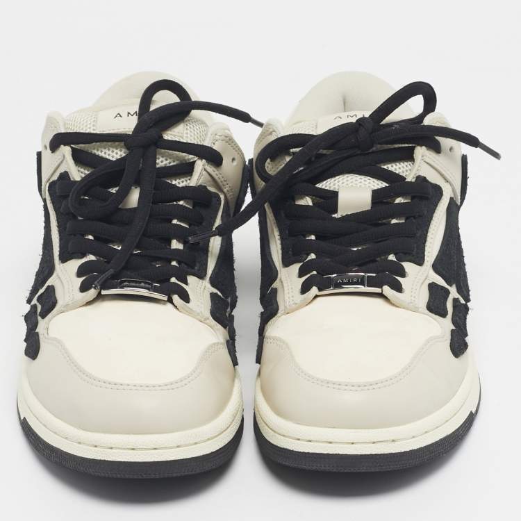 Pre Owned Amiri Beige/Black Leather and Suede Skel Low Top Sneakers Size 39